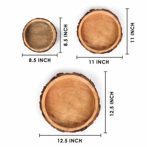 Bois Set of 3 Wood Bark Nut Bowls - INOX Artisans