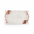 Marcella Marble Tray with Leaf Handles