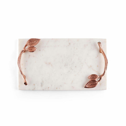 Marcella Marble Tray with Leaf Handles