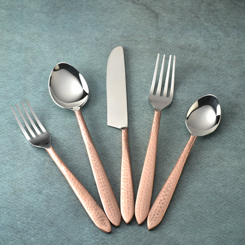 Crimson Hammered Flatware, 5- Pc. Place Setting
