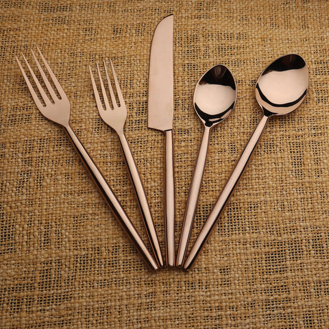 Lori Cinnamon Bronze PVD 5 Pc. Flatware Set - INOX Artisans