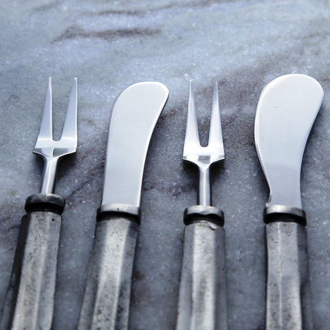 Silver Antique Maharaja Cheese Spreader & Fork 4 Pc. Set