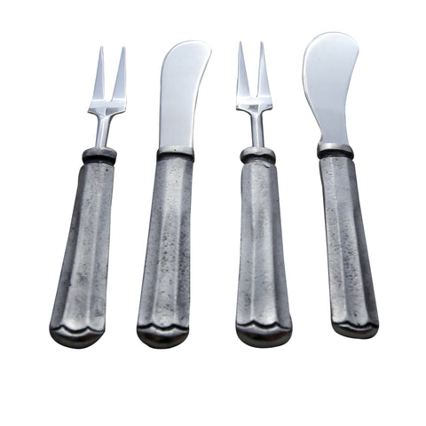 Silver Antique Maharaja Cheese Spreader & Fork 4 Pc. Set