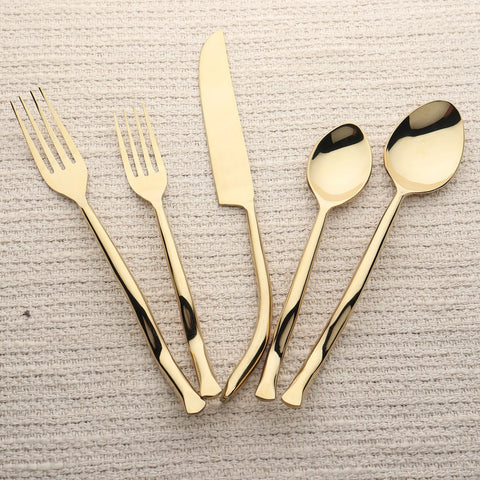 Twig Cinnamon Bronze PVD 5 Pc. Flatware Set - INOX Artisans