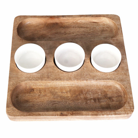 Bouffe Acacia Wood & Ceramic Food Platter