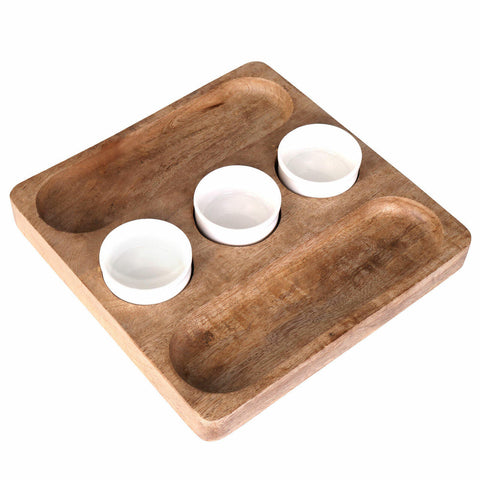 Bouffe Acacia Wood & Ceramic Food Platter
