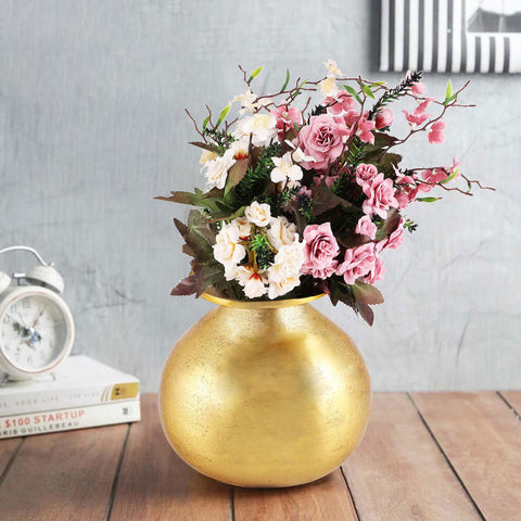 Carmela Gold Round Flower Vase