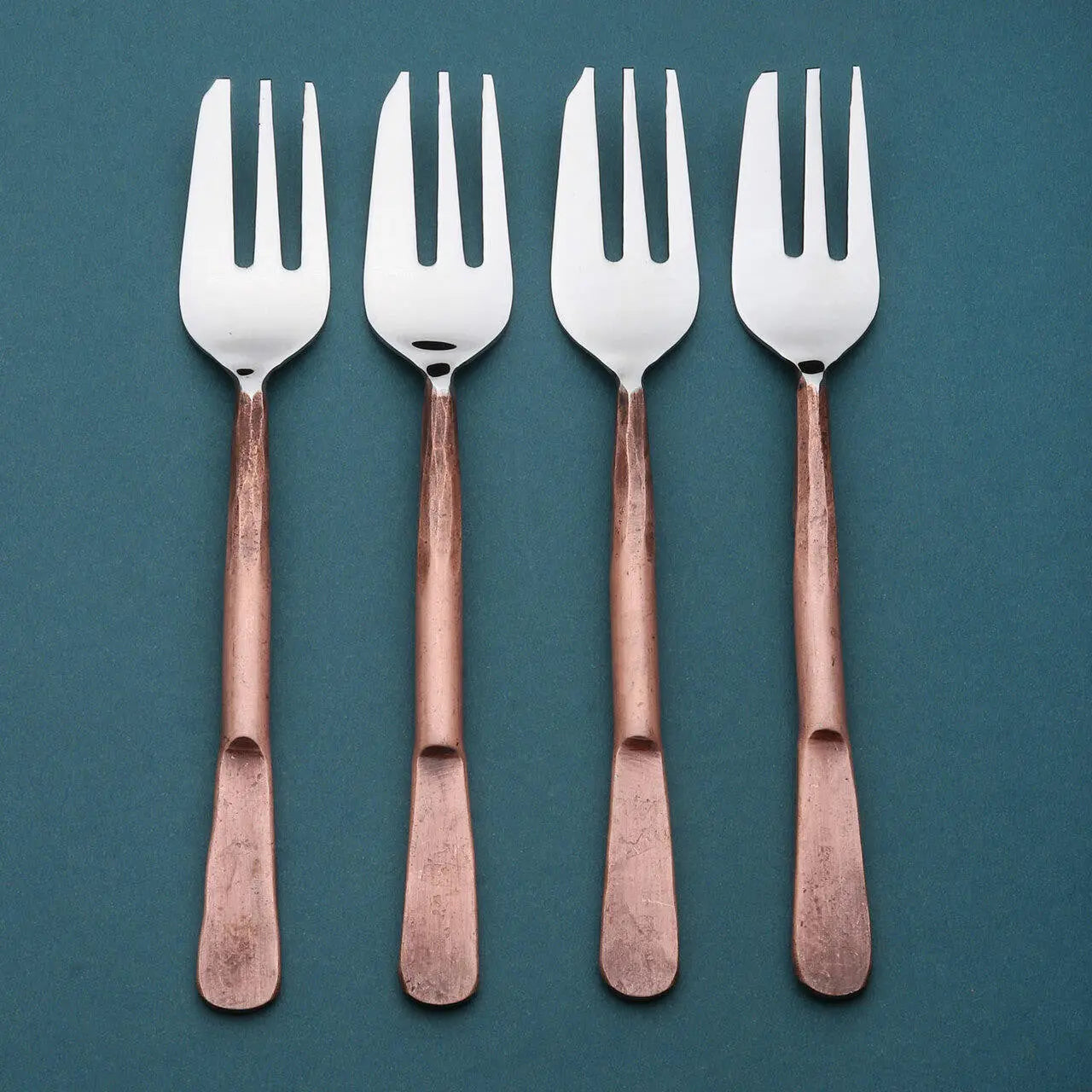 Celia Copper Antique Pastry Forks 4 Pc. Set Inox Artisans