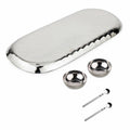 Full Polished Hammered Stainless Steel Cream & Sugar 4 Pc. Set