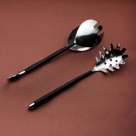 INOX Tedpole Burnt Black 2 Pc. Pasta Server and Spaghetti Tong Set