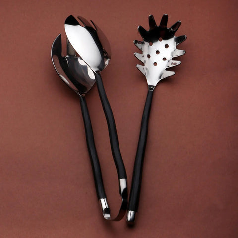 INOX Tedpole Burnt Black 2 Pc. Pasta Server and Spaghetti Tong Set