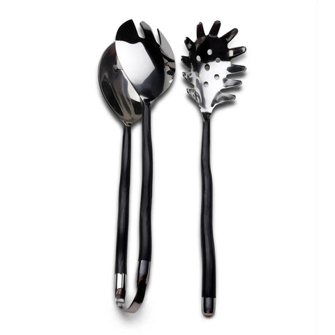 INOX Tedpole Burnt Black 2 Pc. Pasta Server and Spaghetti Tong Set