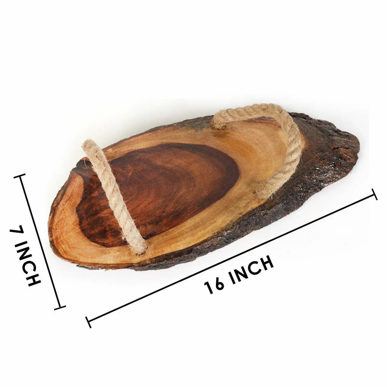 Jax Carved Wood Tray with Rope Handles