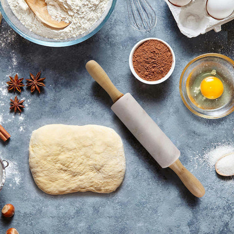 Vivace White Marble Wood Rolling Pin